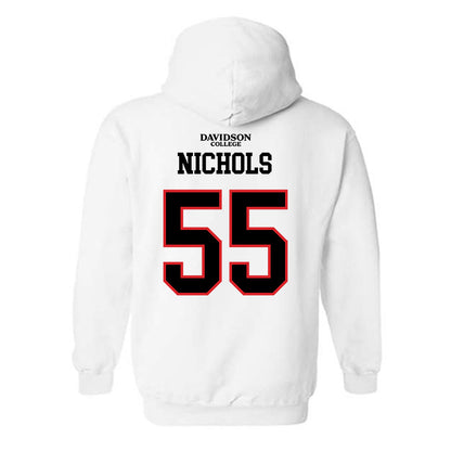 Davidson - NCAA Football : Parker Nichols - White Replica Shersey Hooded Sweatshirt-1