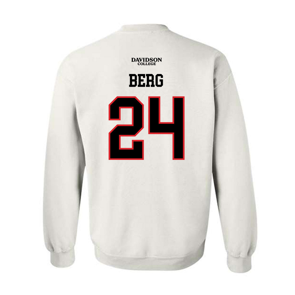 Davidson - NCAA Football : Brodey Berg - White Replica Shersey Crewneck Sweatshirt-1