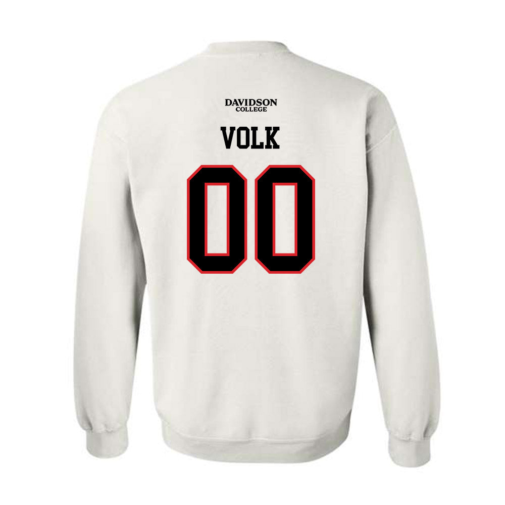 Davidson - NCAA Football : Will Volk - White Replica Shersey Crewneck Sweatshirt-1