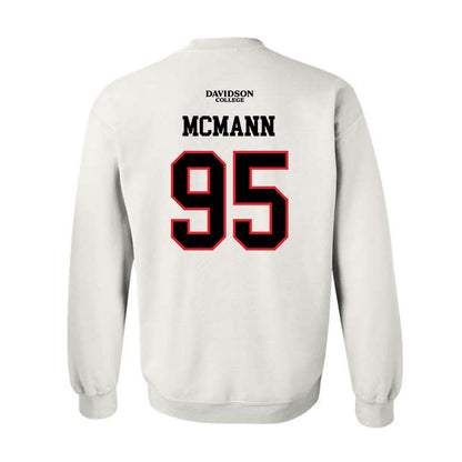 Davidson - NCAA Football : Liam McMann - White Replica Shersey Crewneck Sweatshirt-1