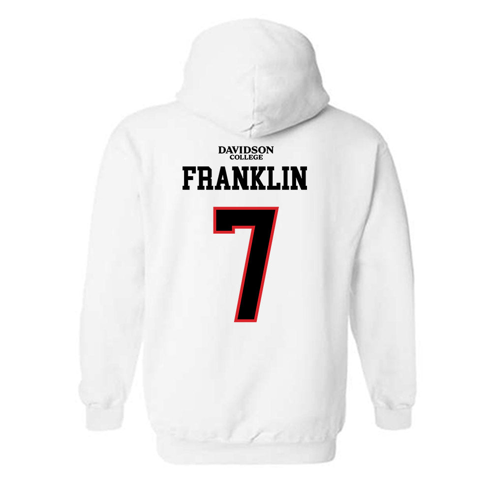 Davidson - NCAA Football : Jim Franklin - White Replica Shersey Hooded Sweatshirt-1