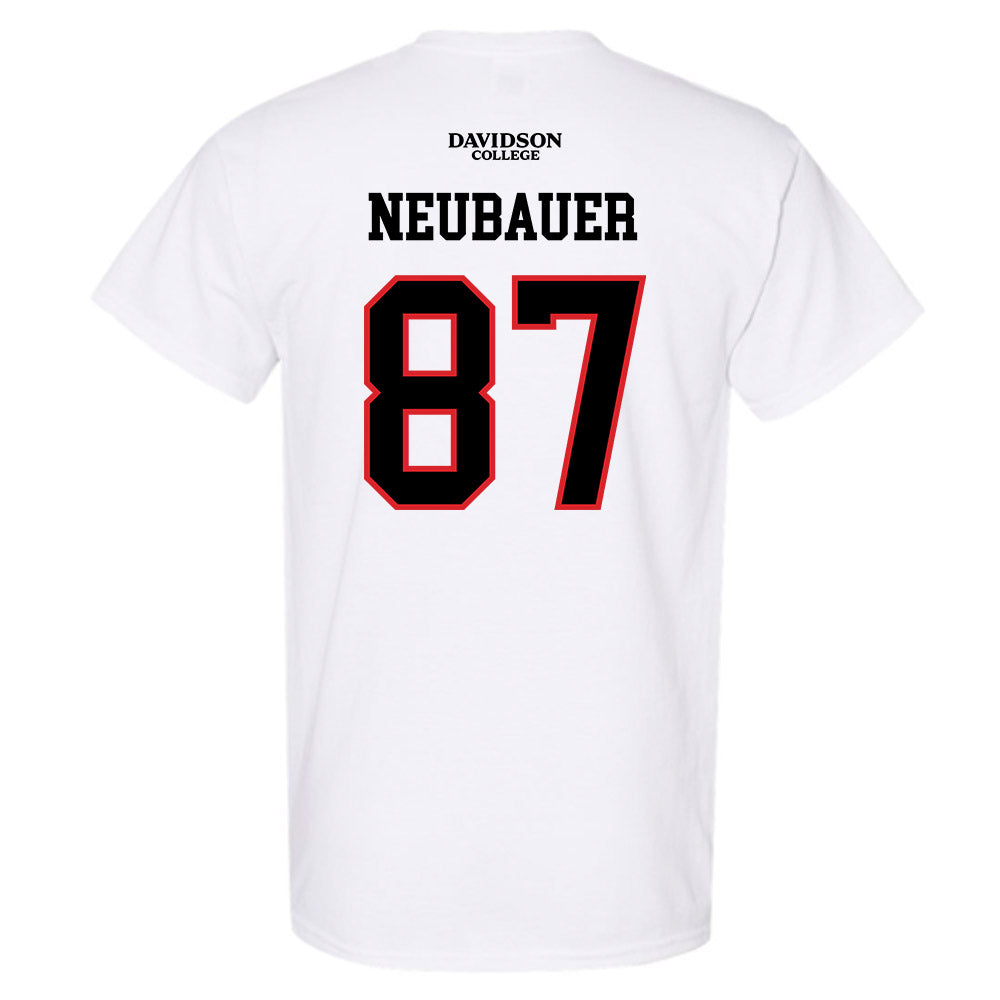 Davidson - NCAA Football : Cal Neubauer - White Replica Shersey T-Shirt-1