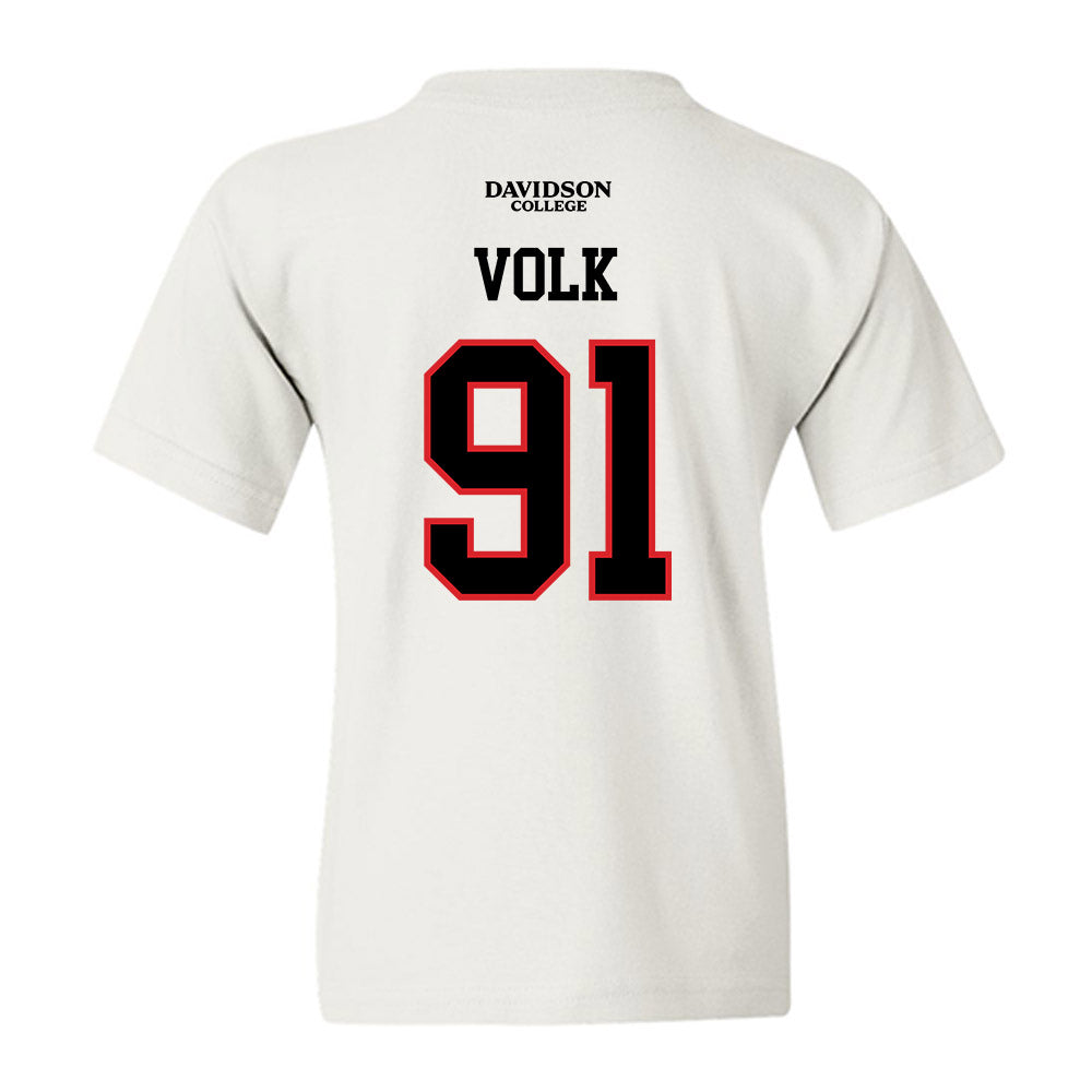 Davidson - NCAA Football : Will Volk - White Replica Shersey Youth T-Shirt-1