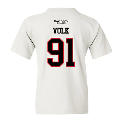 Davidson - NCAA Football : Will Volk - White Replica Shersey Youth T-Shirt-1