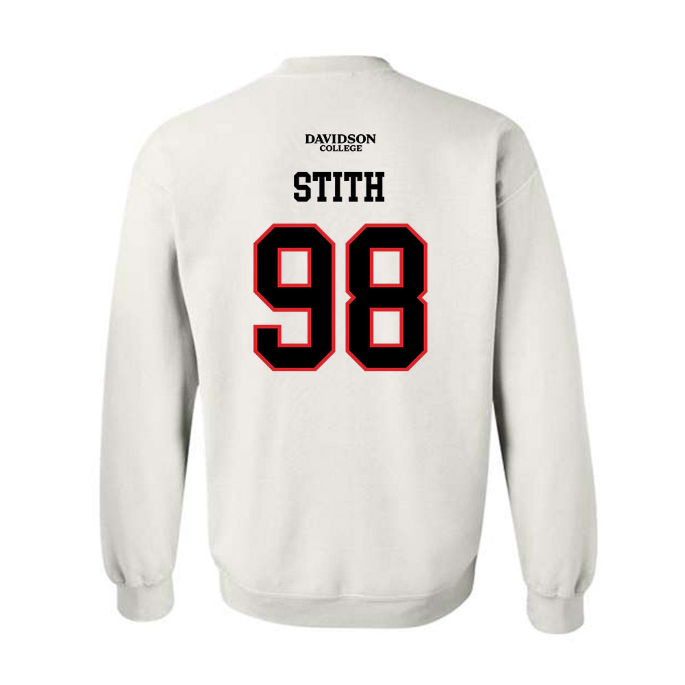 Davidson - NCAA Football : Jeramy Stith - White Replica Shersey Crewneck Sweatshirt-1
