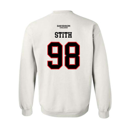 Davidson - NCAA Football : Jeramy Stith - White Replica Shersey Crewneck Sweatshirt-1
