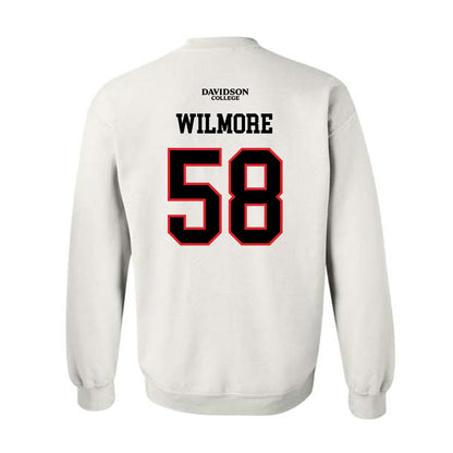 Davidson - NCAA Football : Lincoln Wilmore - White Replica Shersey Crewneck Sweatshirt-1