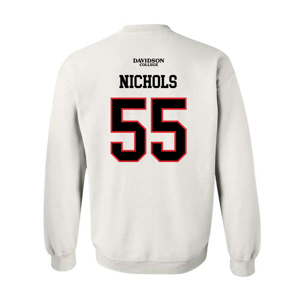 Davidson - NCAA Football : Parker Nichols - White Replica Shersey Crewneck Sweatshirt-1