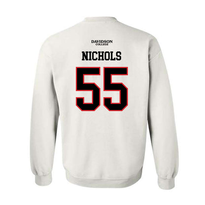 Davidson - NCAA Football : Parker Nichols - White Replica Shersey Crewneck Sweatshirt-1