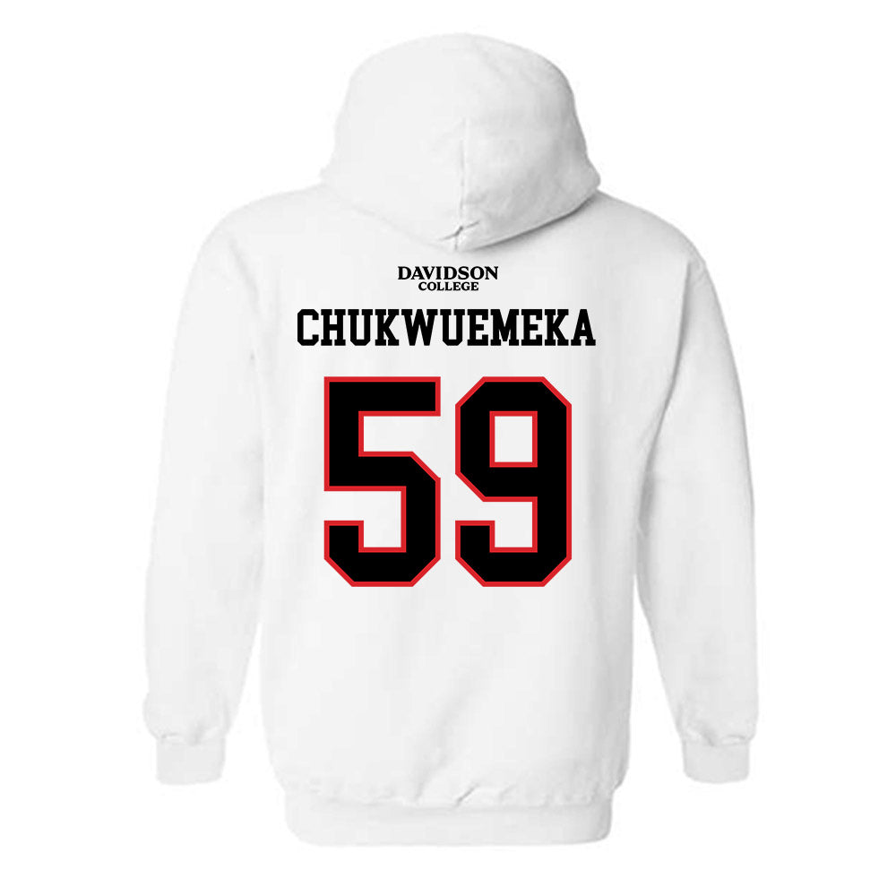 Davidson - NCAA Football : Danzel Chukwuemeka - White Replica Shersey Hooded Sweatshirt-1