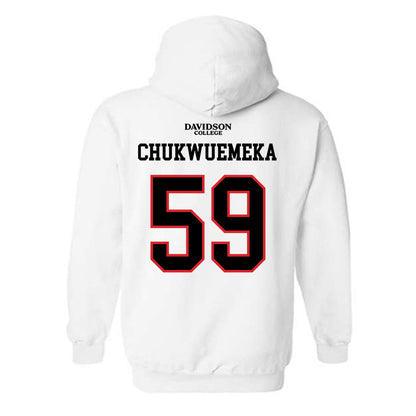 Davidson - NCAA Football : Danzel Chukwuemeka - White Replica Shersey Hooded Sweatshirt-1