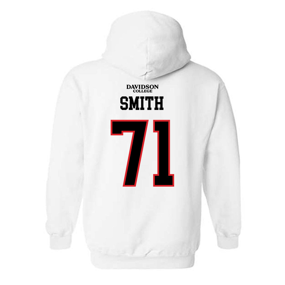 Davidson - NCAA Football : Cole Smith - White Replica Shersey Hooded Sweatshirt-1
