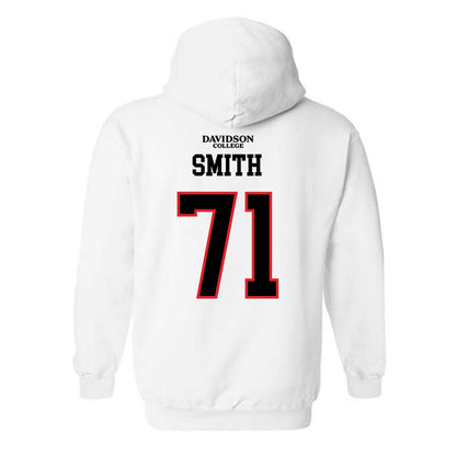 Davidson - NCAA Football : Cole Smith - White Replica Shersey Hooded Sweatshirt-1