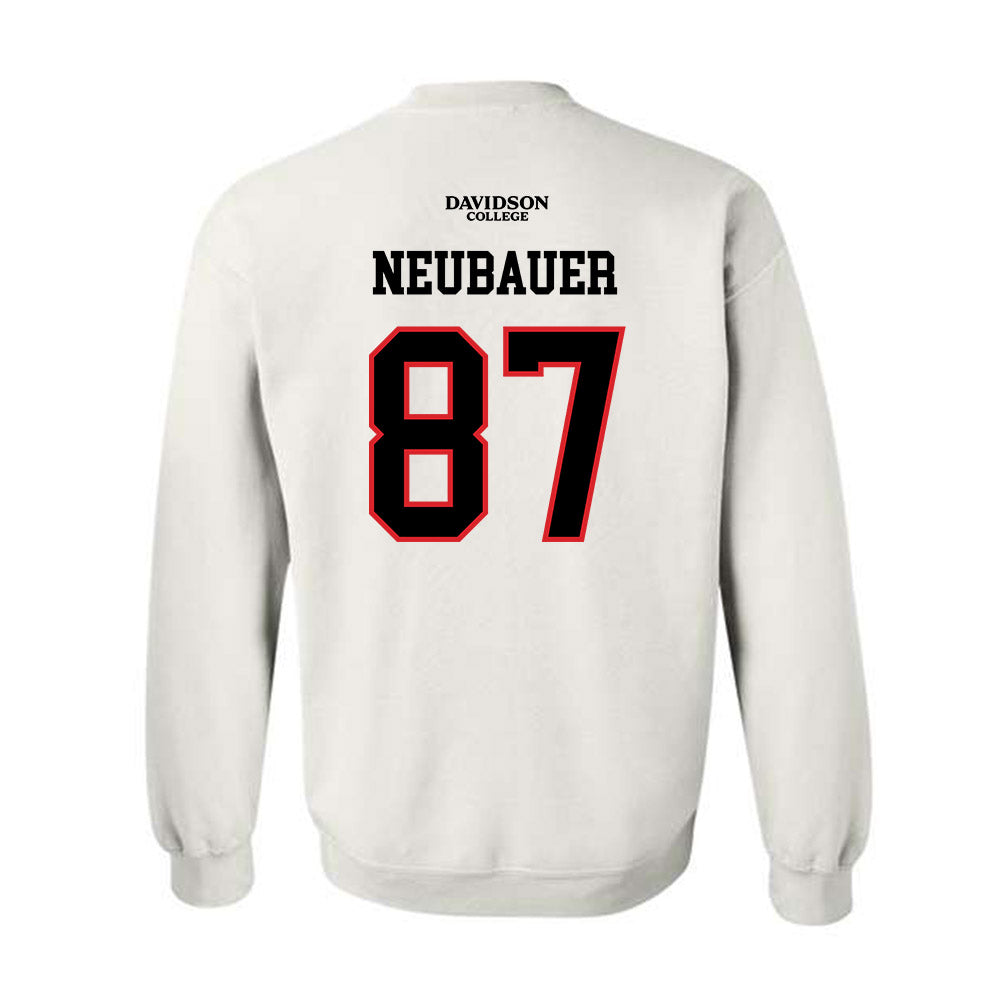 Davidson - NCAA Football : Cal Neubauer - White Replica Shersey Crewneck Sweatshirt-1
