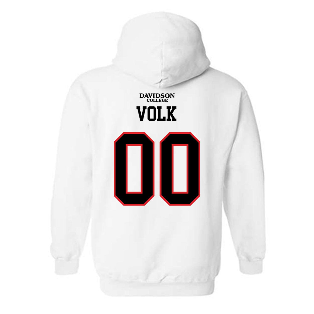 Davidson - NCAA Football : Will Volk - White Replica Shersey Hooded Sweatshirt-1