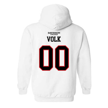 Davidson - NCAA Football : Will Volk - White Replica Shersey Hooded Sweatshirt-1