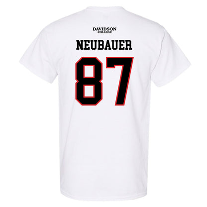 Davidson - NCAA Football : Cal Neubauer - White Replica Shersey T-Shirt-1