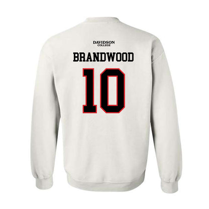 Davidson - NCAA Football : Gavin Brandwood - White Replica Shersey Crewneck Sweatshirt-1