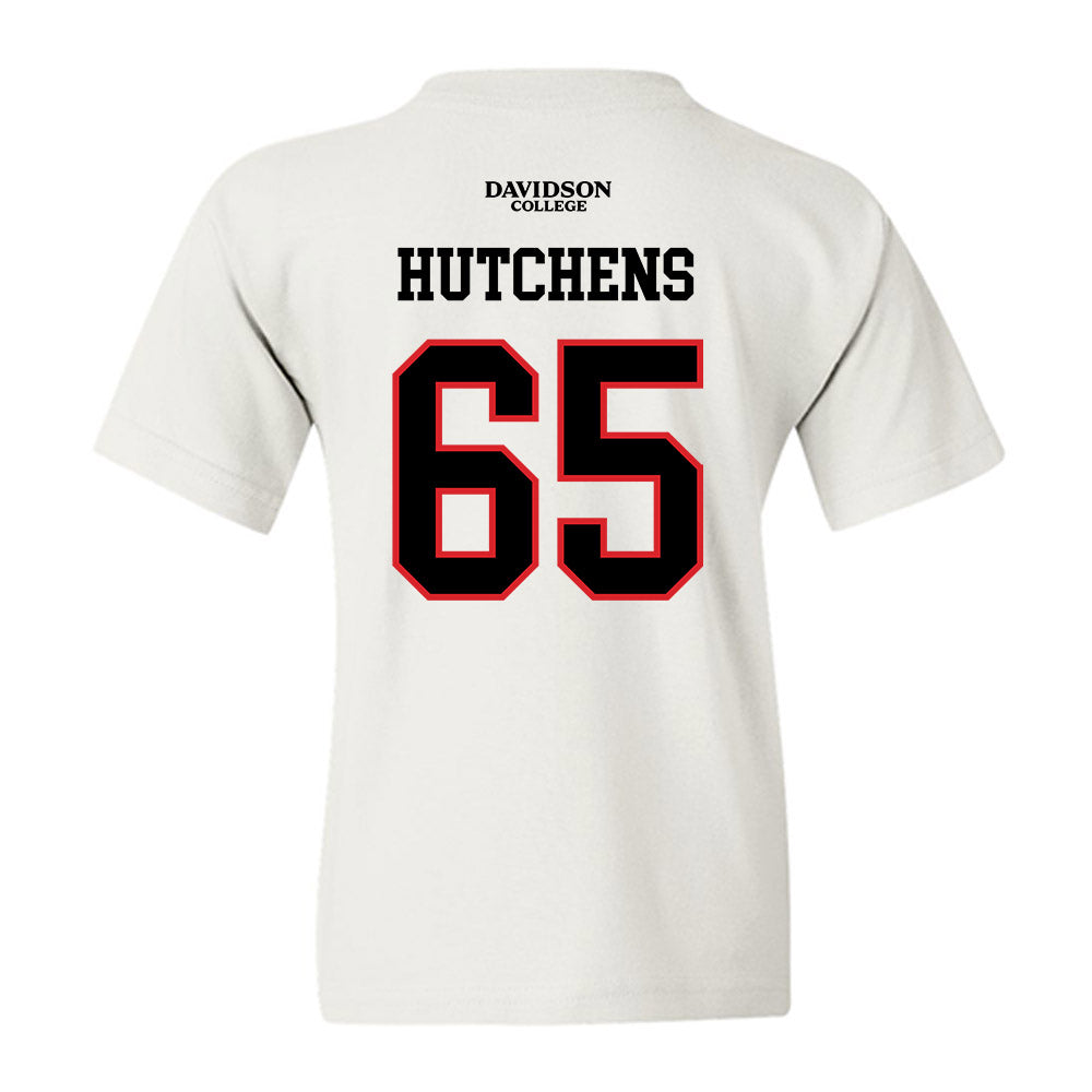 Davidson - NCAA Football : Russell Hutchens - White Replica Shersey Youth T-Shirt-1