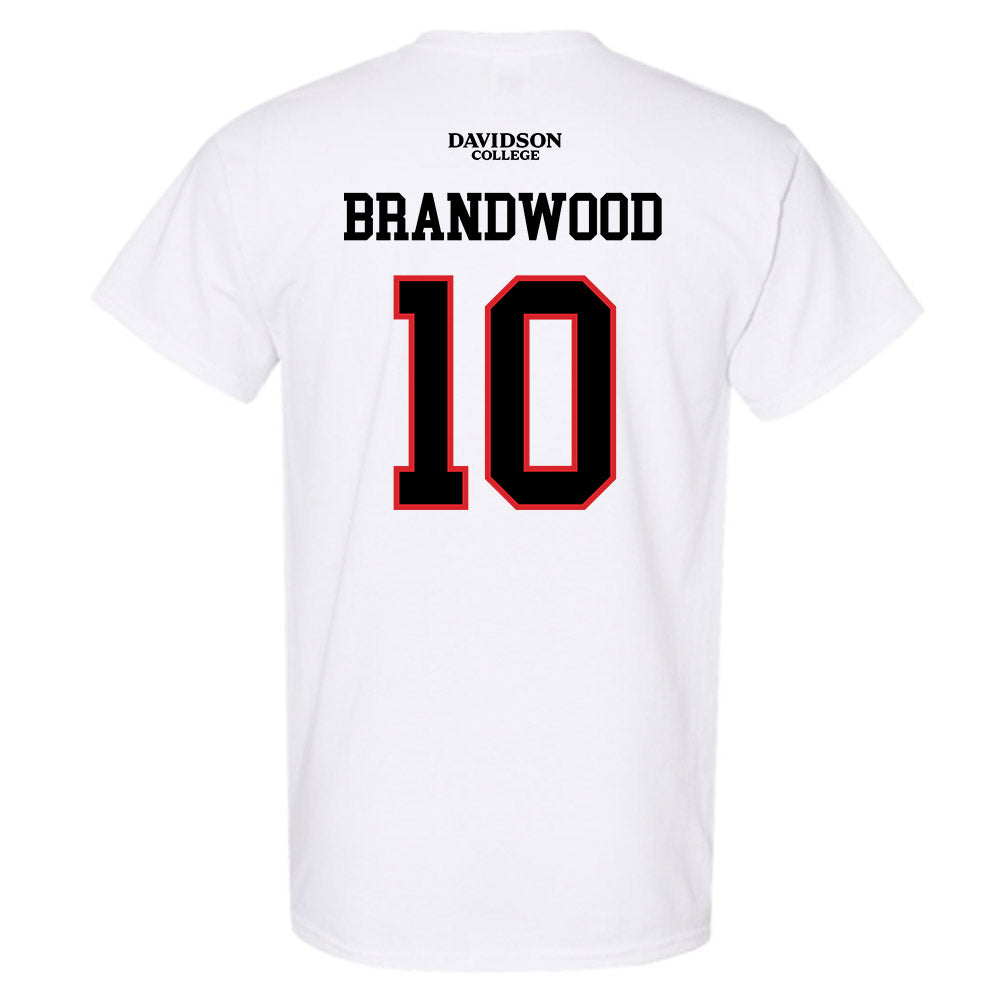 Davidson - NCAA Football : Gavin Brandwood - White Replica Shersey T-Shirt-1