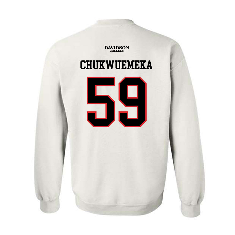 Davidson - NCAA Football : Danzel Chukwuemeka - White Replica Shersey Crewneck Sweatshirt-1