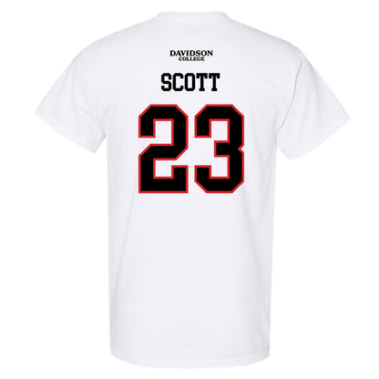 Davidson - NCAA Football : Nakoma Scott - White Replica Shersey T-Shirt-1