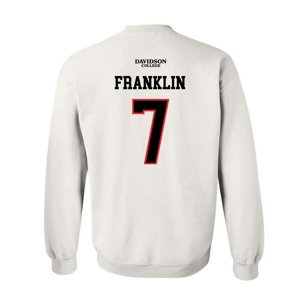 Davidson - NCAA Football : Jim Franklin - White Replica Shersey Crewneck Sweatshirt-1
