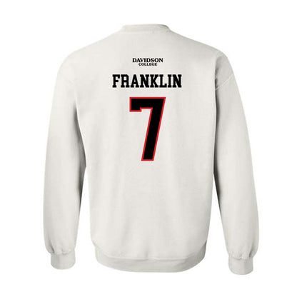 Davidson - NCAA Football : Jim Franklin - White Replica Shersey Crewneck Sweatshirt-1