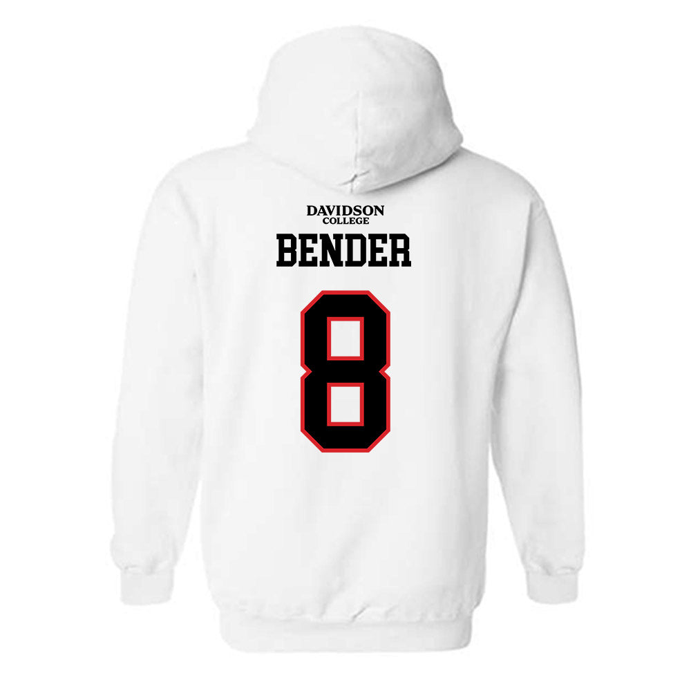 Davidson - NCAA Football : Hayden Bender - White Replica Shersey Hooded Sweatshirt-1