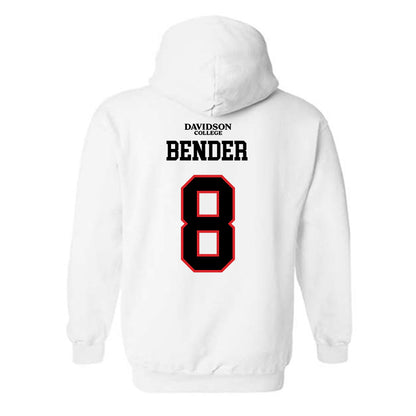 Davidson - NCAA Football : Hayden Bender - White Replica Shersey Hooded Sweatshirt-1