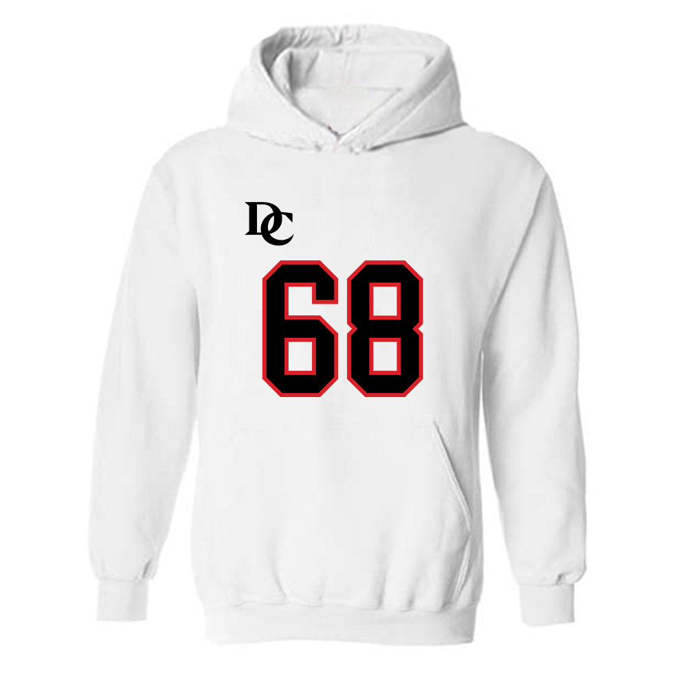 Davidson - NCAA Football : David Brooks - White Replica Shersey Hooded Sweatshirt-0