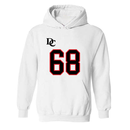 Davidson - NCAA Football : David Brooks - White Replica Shersey Hooded Sweatshirt-0