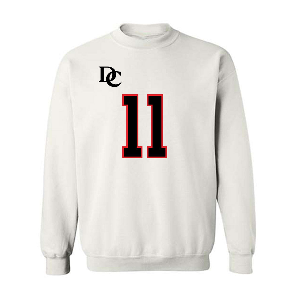 Davidson - NCAA Football : Tre Johnson - White Replica Shersey Crewneck Sweatshirt-0