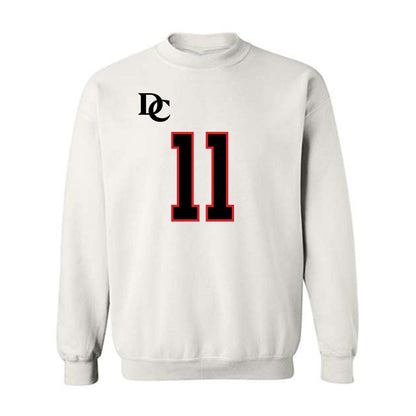 Davidson - NCAA Football : Tre Johnson - White Replica Shersey Crewneck Sweatshirt-0