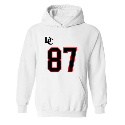 Davidson - NCAA Football : Cal Neubauer - White Replica Shersey Hooded Sweatshirt-0