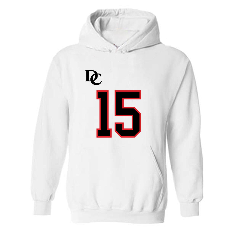 Davidson - NCAA Football : Justin Caudle - White Replica Shersey Hooded Sweatshirt-0
