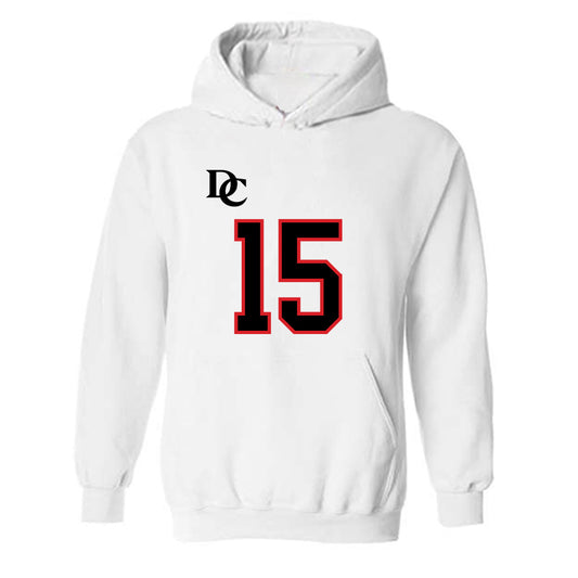 Davidson - NCAA Football : Justin Caudle - White Replica Shersey Hooded Sweatshirt-0