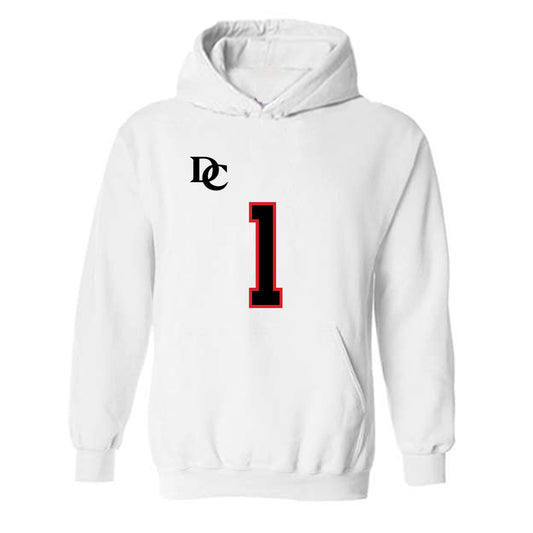 Davidson - NCAA Football : Christian Lyons - White Replica Shersey Hooded Sweatshirt-0