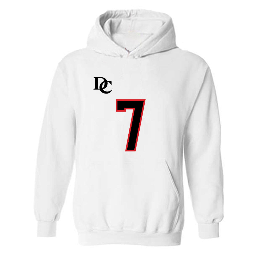 Davidson - NCAA Football : Jim Franklin - White Replica Shersey Hooded Sweatshirt-0