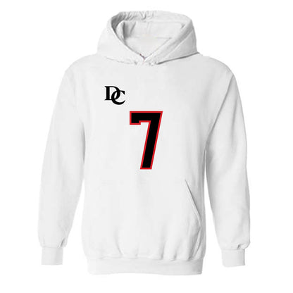 Davidson - NCAA Football : Jim Franklin - White Replica Shersey Hooded Sweatshirt-0
