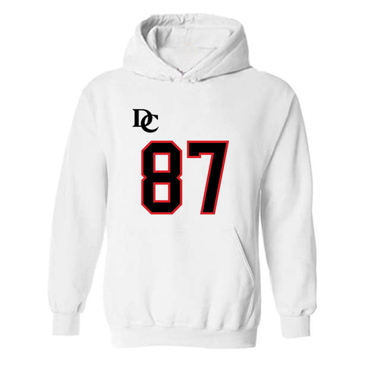 Davidson - NCAA Football : Cal Neubauer - White Replica Shersey Hooded Sweatshirt-0