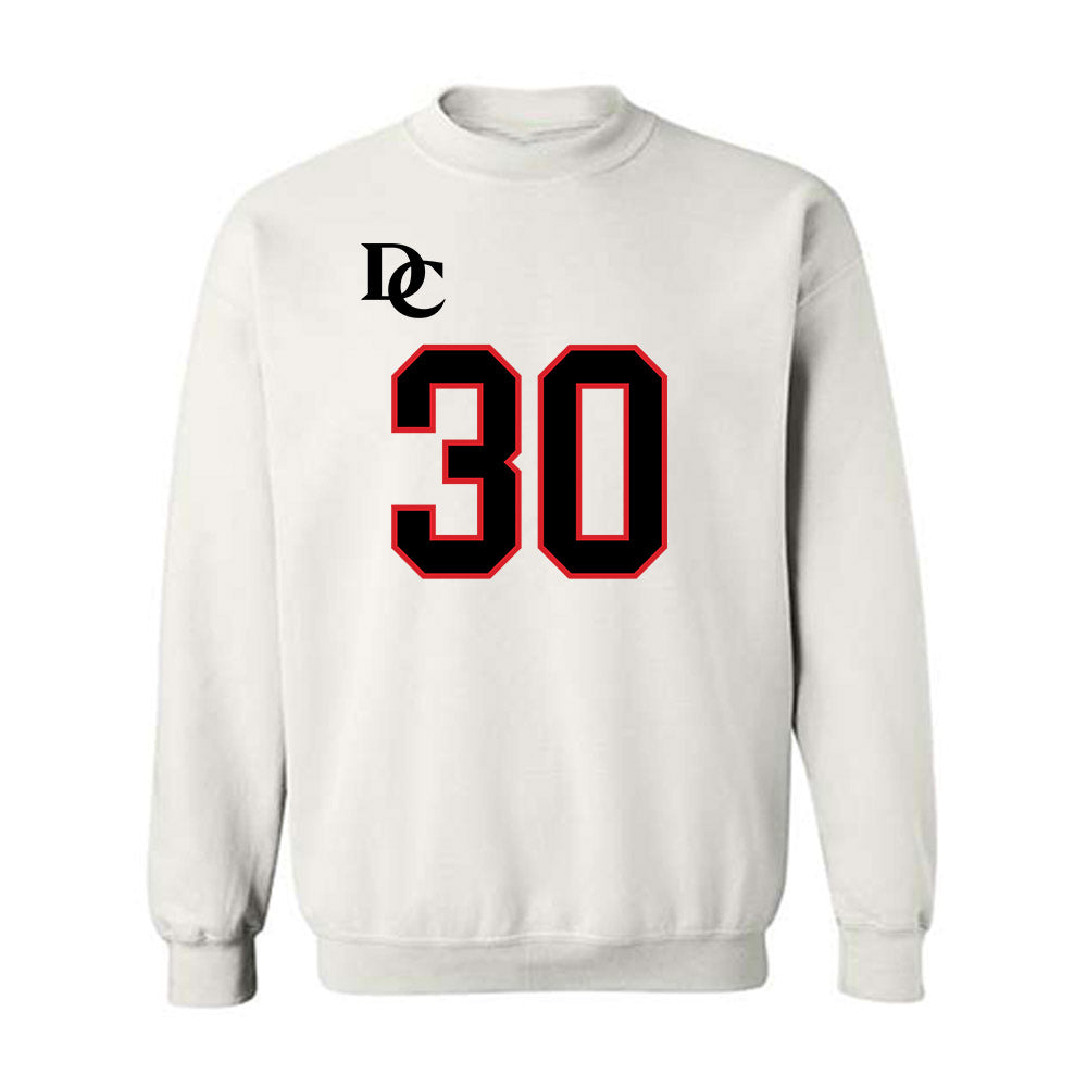 Davidson - NCAA Football : Julian Hughes - White Replica Shersey Crewneck Sweatshirt-0