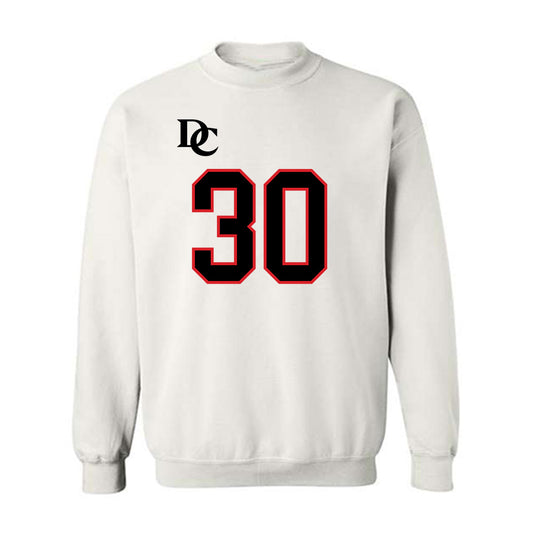 Davidson - NCAA Football : Julian Hughes - White Replica Shersey Crewneck Sweatshirt-0