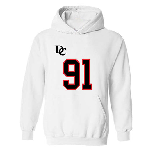 Davidson - NCAA Football : Will Volk - White Replica Shersey Hooded Sweatshirt-0