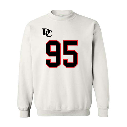 Davidson - NCAA Football : Liam McMann - White Replica Shersey Crewneck Sweatshirt-0
