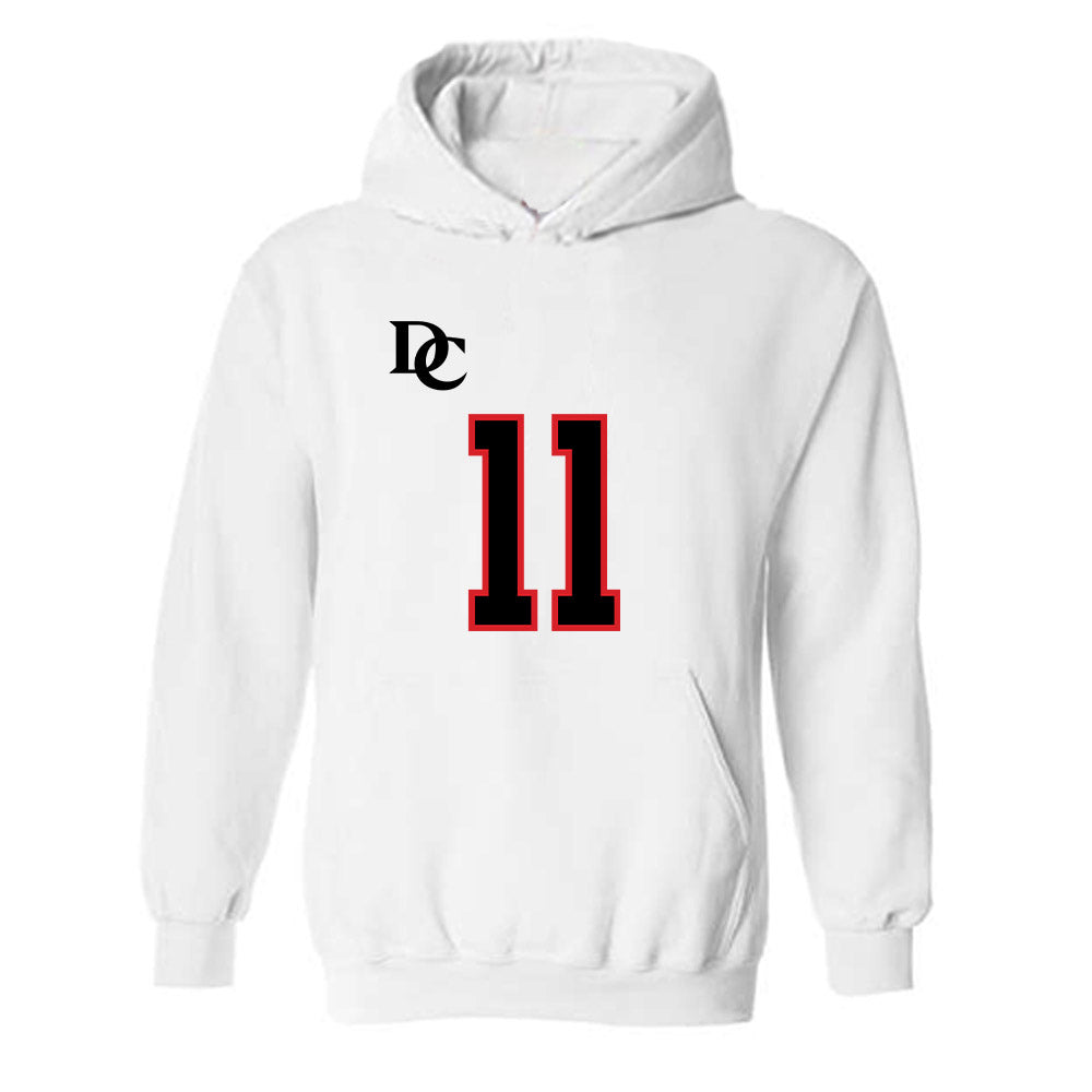 Davidson - NCAA Football : Tre Johnson - White Replica Shersey Hooded Sweatshirt-0