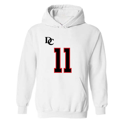 Davidson - NCAA Football : Tre Johnson - White Replica Shersey Hooded Sweatshirt-0