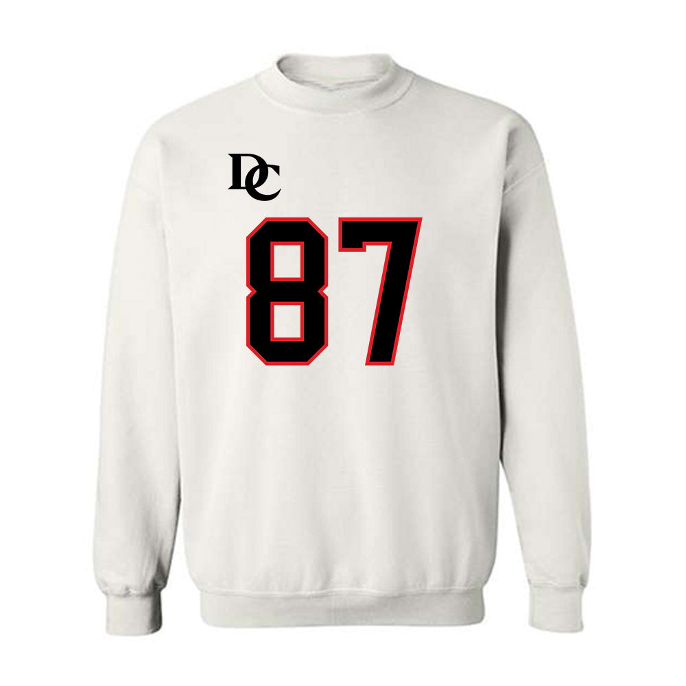 Davidson - NCAA Football : Cal Neubauer - White Replica Shersey Crewneck Sweatshirt-0