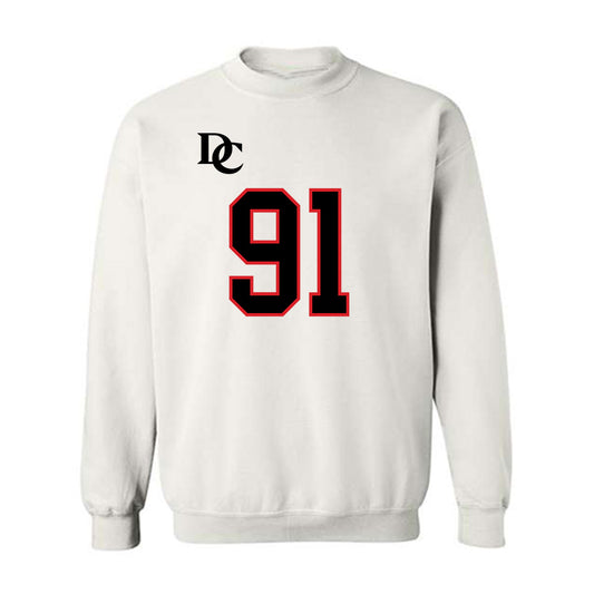 Davidson - NCAA Football : Will Volk - White Replica Shersey Crewneck Sweatshirt-0