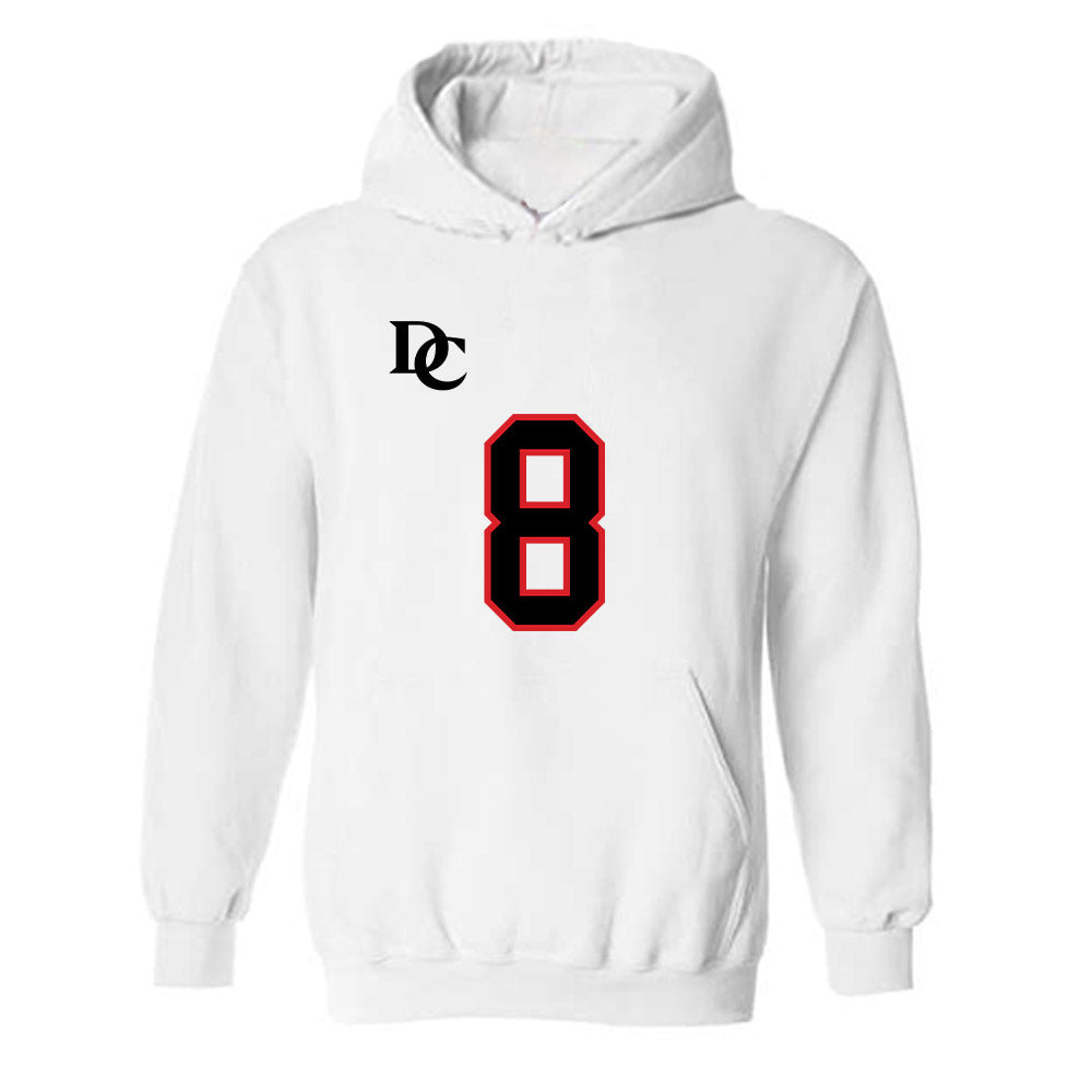 Davidson - NCAA Football : Hayden Bender - White Replica Shersey Hooded Sweatshirt-0
